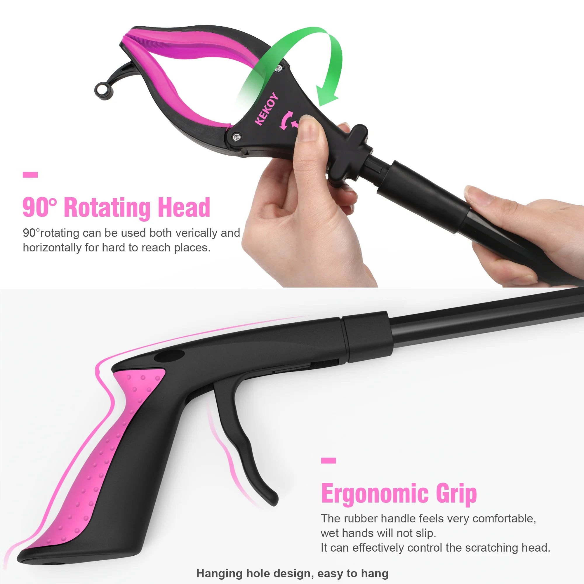 KEKOY 32" 2 Pack Reacher Grabber Tool, Foldable Grabbers for Elderly, Trash Picker Grabber with Light, Magnetic Pick up Tool Reaching Aids, Purple