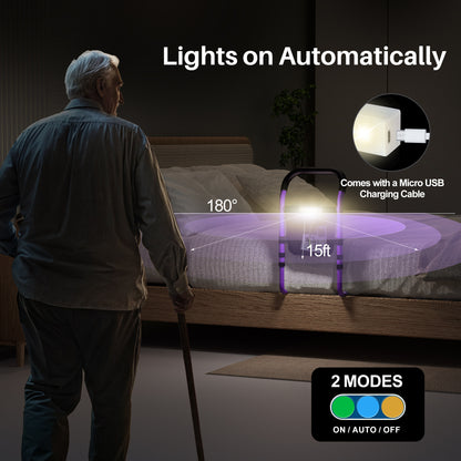 KEKOY Bed Rails for Elderly Adults, Beds Rail for Senior with Light & Storage Bag, Adjustable Safety Bedside Railing Support Steel Bar Mobility Assistant