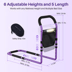 KEKOY Bed Rails for Elderly Adults, Beds Rail for Senior with Light & Storage Bag, Adjustable Safety Bedside Railing Support Steel Bar Mobility Assistant