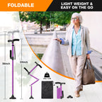 KEKOY Folding Walking Cane for Seniors Men Women with Light and Quad Base Purple