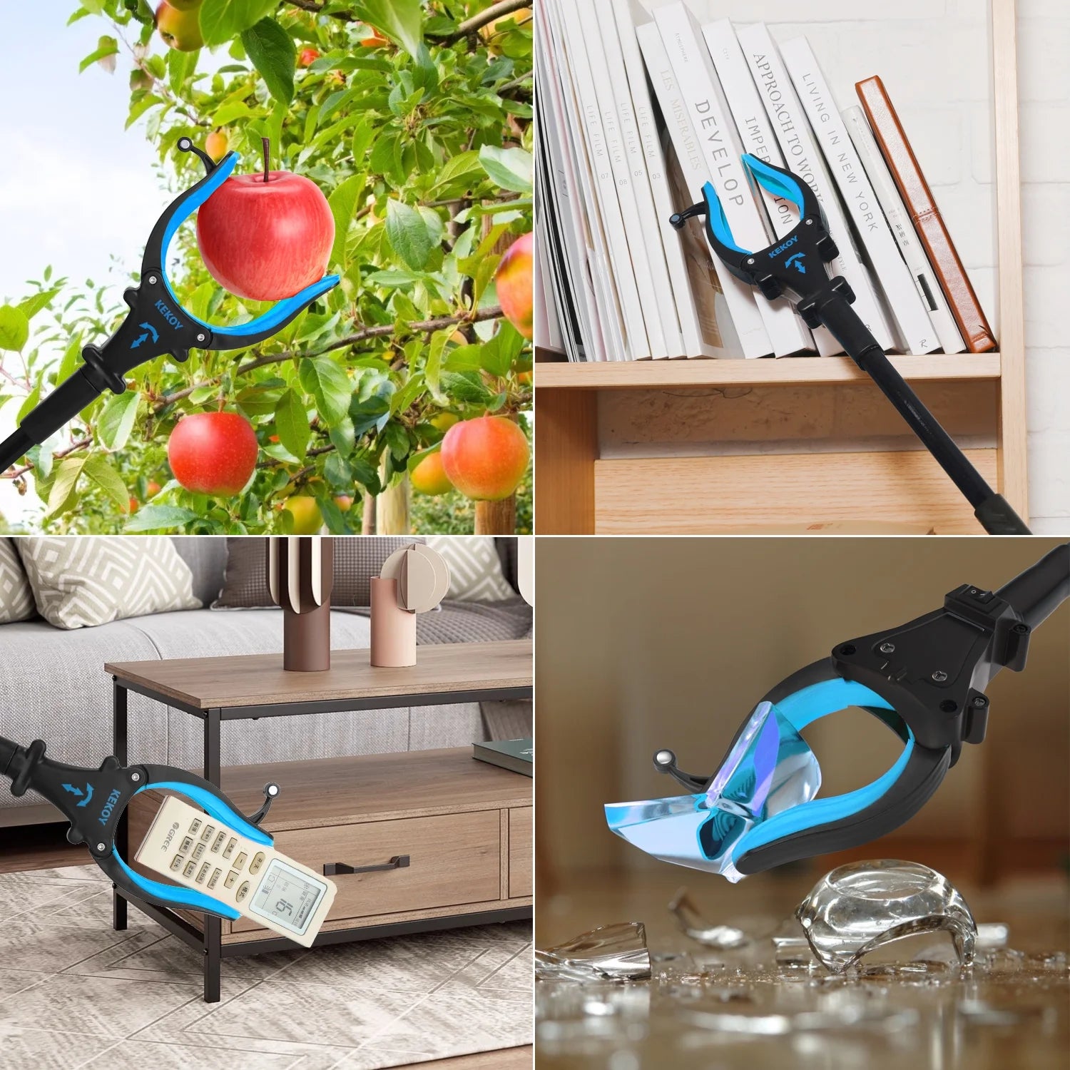 KEKOY Grabber Reaching Tool, FSA/HSA Eligible 2 Pack 32" Foldable Trash Pickup Reacher for The Disabled, Blue