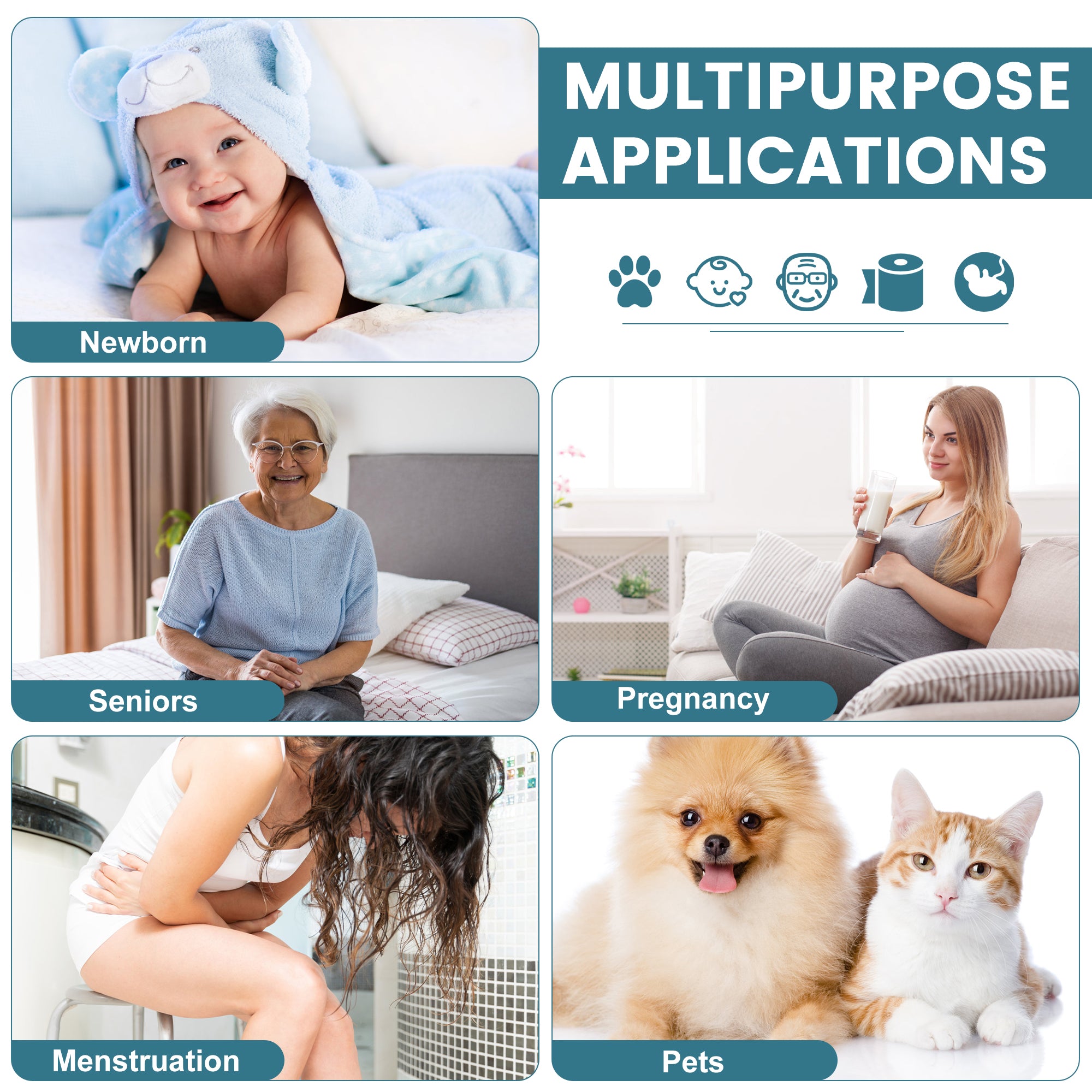 KEKOY 3 Pack 34x36" Reusable & Washable Bed Pads with Anti-Slip Backing, Waterproof Incontinence Pads for Adults, Seniors, and Pets