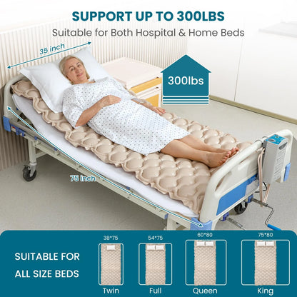 KEKOY Alternating Pressure Mattress with Quiet Electric Pump, Air Mattress for Bed Sore & Ulcer Prevention, Air Pad for Hospital Bed and Home Use, Beige