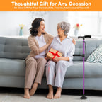 KEKOY Folding Walking Cane for Seniors Men Women with Light and Quad Base Purple