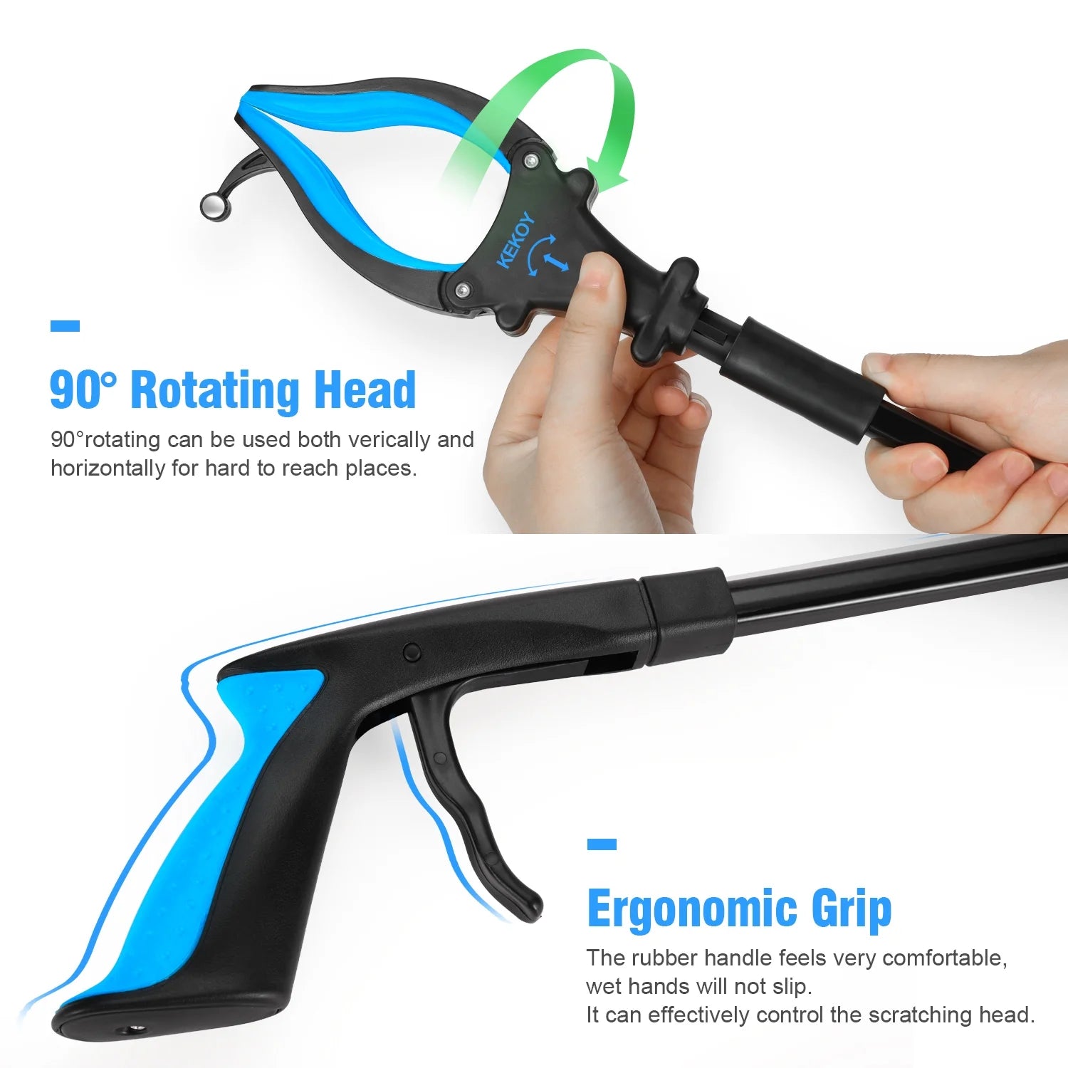 KEKOY Grabber Reaching Tool, FSA/HSA Eligible 2 Pack 32" Foldable Trash Pickup Reacher for The Disabled, Blue