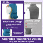 KEKOY Heating Pad for Back, Neck & Shoulders Pain Relief, Wearable Electric Heat Pad with Detachable Belt, 4 Heat Settings, 2-Hour Auto Shut-Off, Fast Heating, 24"x33", Blue