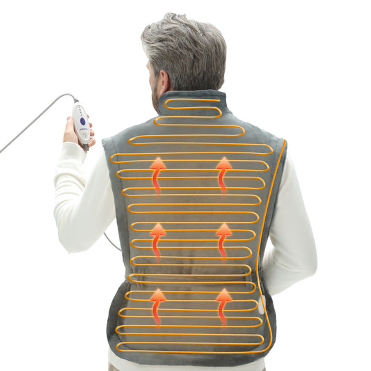 KEKOY Heating Pad for Back and Shoulder Pain Relief, Extra Large Electric Heat Pad 24"x37", Fast Heating for Neck , Auto Shut-Off & Machine Washable,Gray