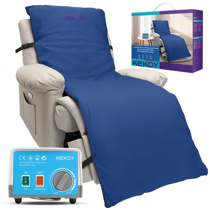 Kekoy Alternating Air Pressure Pad for Recliner Chair, Upgraded Anti-Slip Base, Pressure Relief Cushion & Bedsore Prevention for Elderly, Quiet Pump, Waterproof Cover for Home Hospital