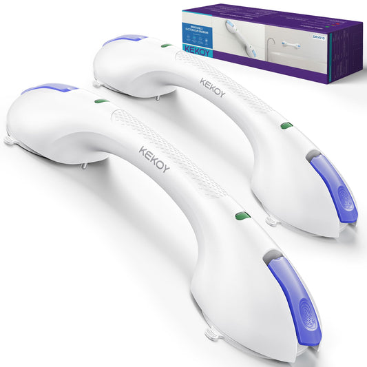 KEKOY 17.5 Inch Suction Grab Bars for Bathtubs & Showers with Indicator 2 Pack- Heavy Duty Safety Shower Handle for Seniors and Elderly, Handicap Bars for Bathroom, No Drilling, Purple