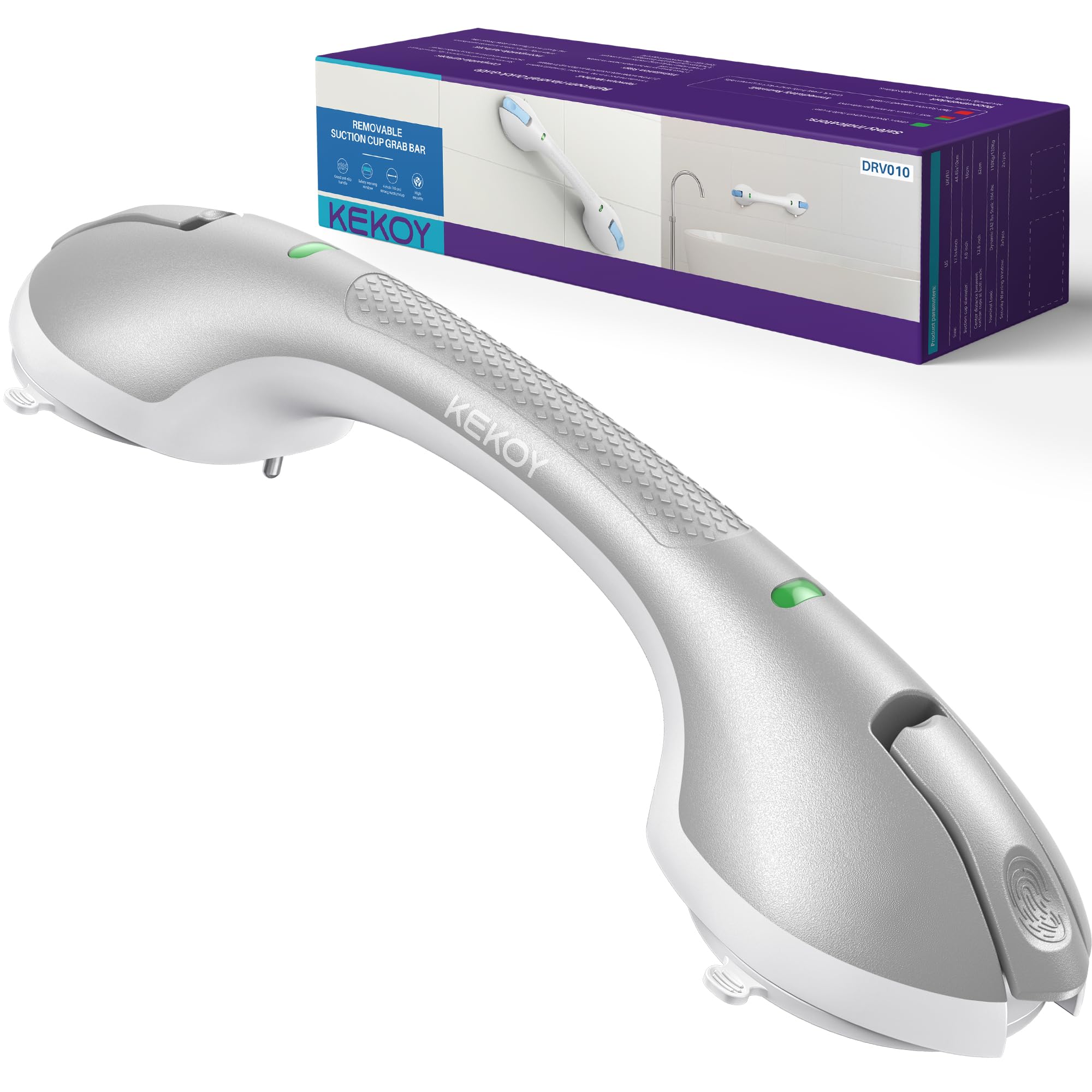 KEKOY 17.5 Inch Suction Grab Bars for Bathtubs and Showers with Indica