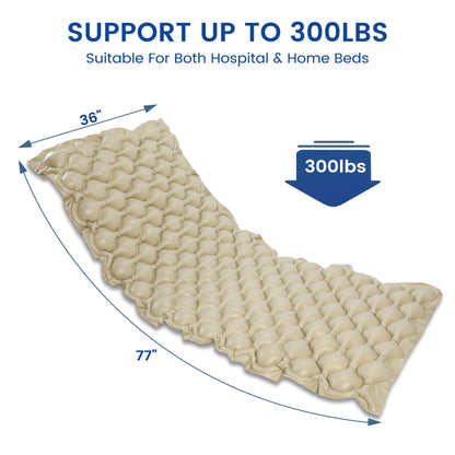 Alternating Air Pressure Mattress Pad, Waterproof Mattress Pad with Heat Resistant Ulcer Cushion Pad & Improved Quiet Pump 77" x 36" x 3"