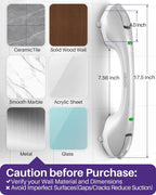 KEKOY 17.5 Inch Suction Grab Bars for Bathtubs & Showers with Indicator 2 Pack- Heavy Duty Safety Shower Handle for Seniors and Elderly, Handicap Bars for Bathroom, No Drilling, Silver