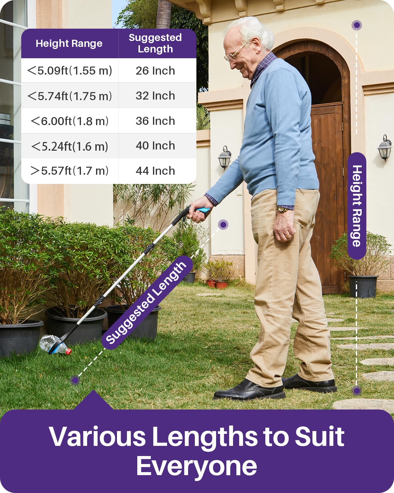 KEKOY 26 Inch Folding Reacher Grabber Tool, Blue