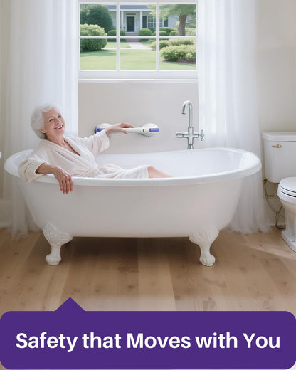 KEKOY 17.5 Inch Suction Grab Bars for Bathtubs and Showers with Indicator - Heavy Duty Safety Shower Handle for Seniors and Elderly, Handicap Bars for Bathroom, No Drilling and Removable, Purple