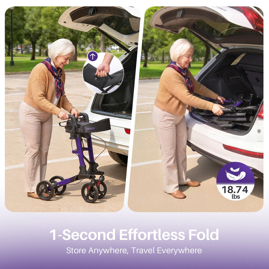 kekoy 931A rollator walker 1-Second Effortless Fold