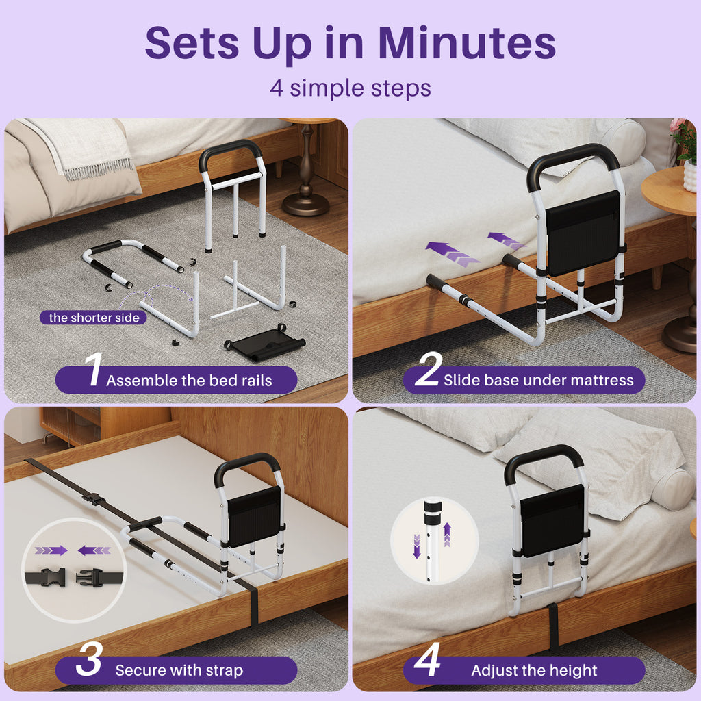 kekoy L-shape adjustable bed rail easy set up