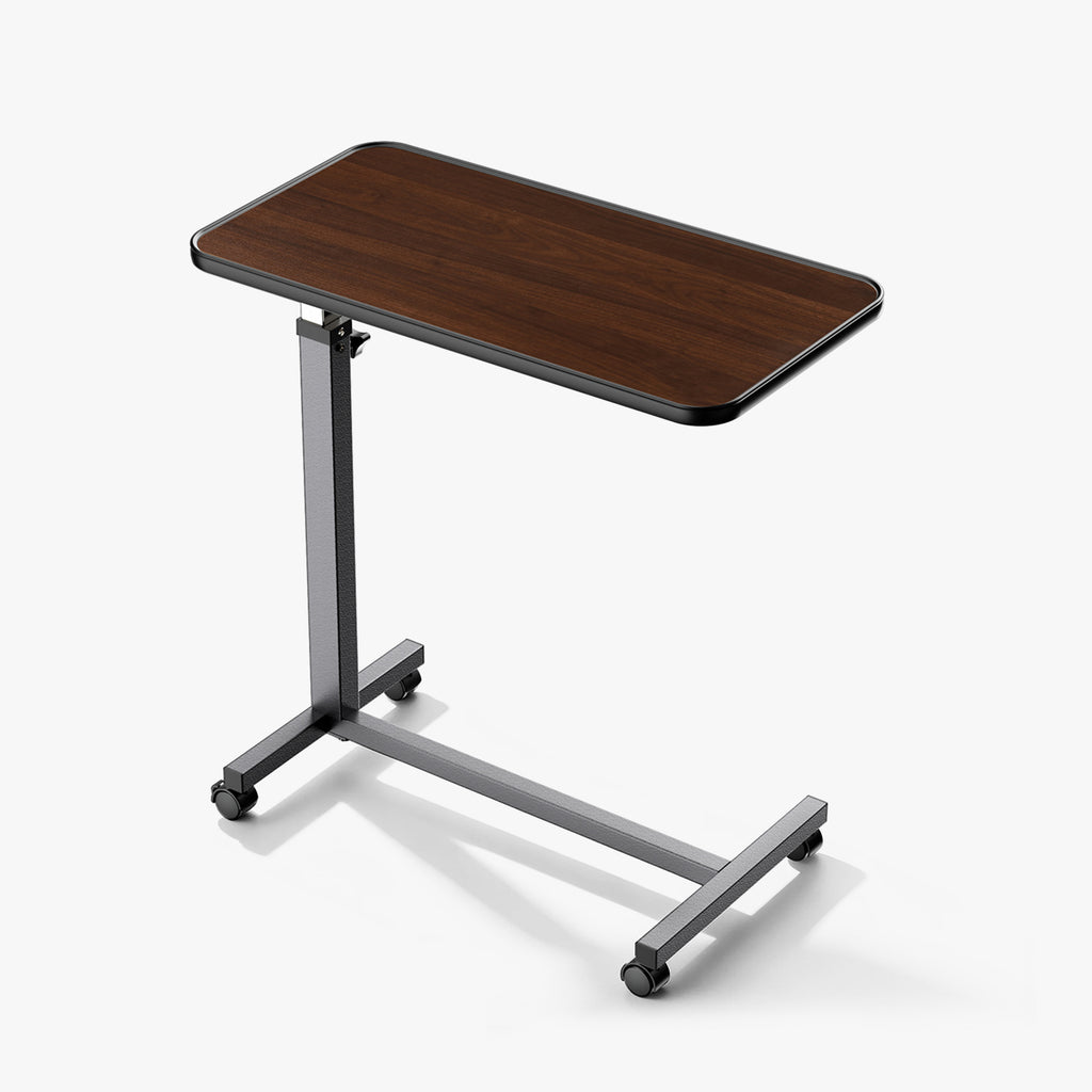 kekoy spring assisted overbed table smoked walnut color