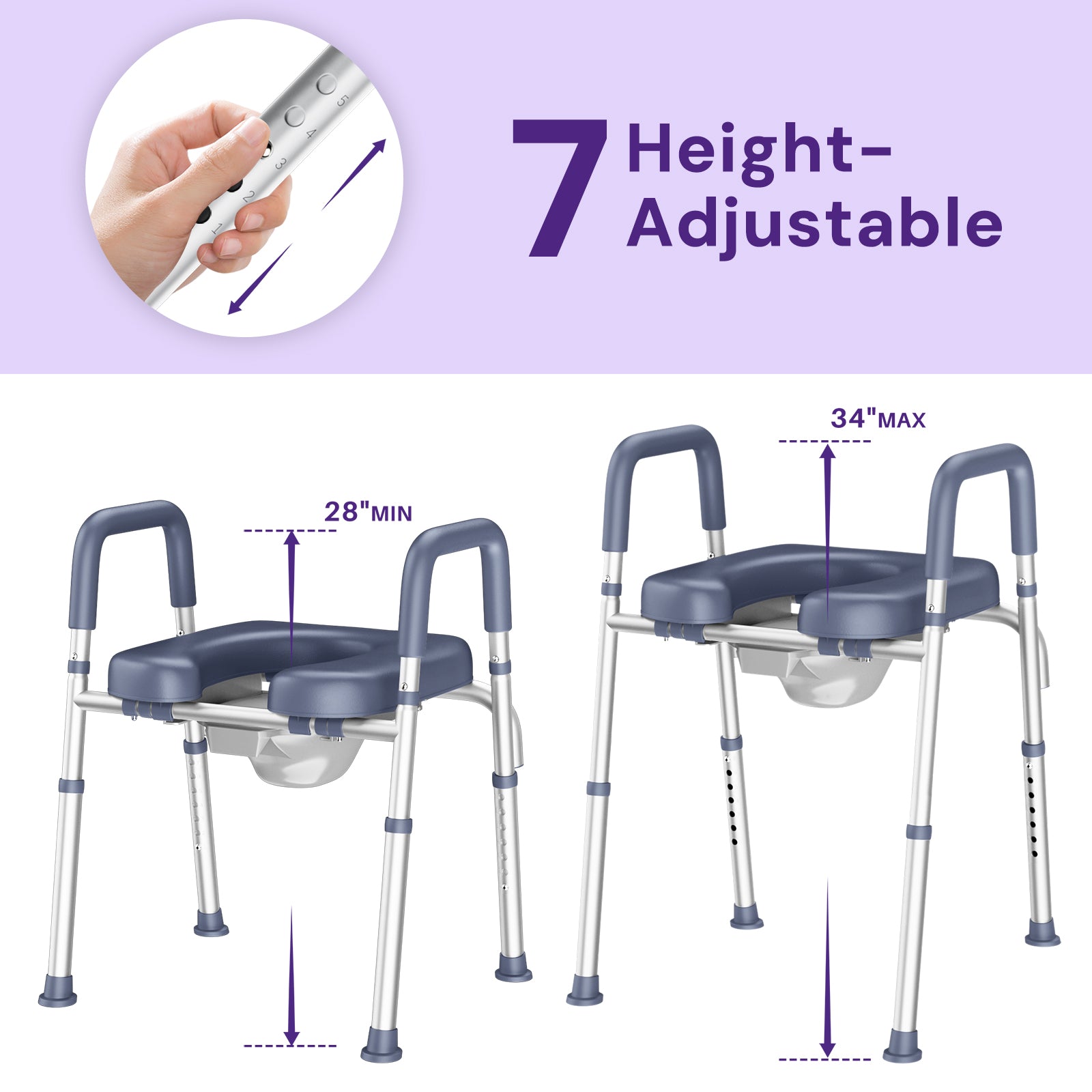 KEKOY Bedside Commode Chair, Height & Width Adjustable