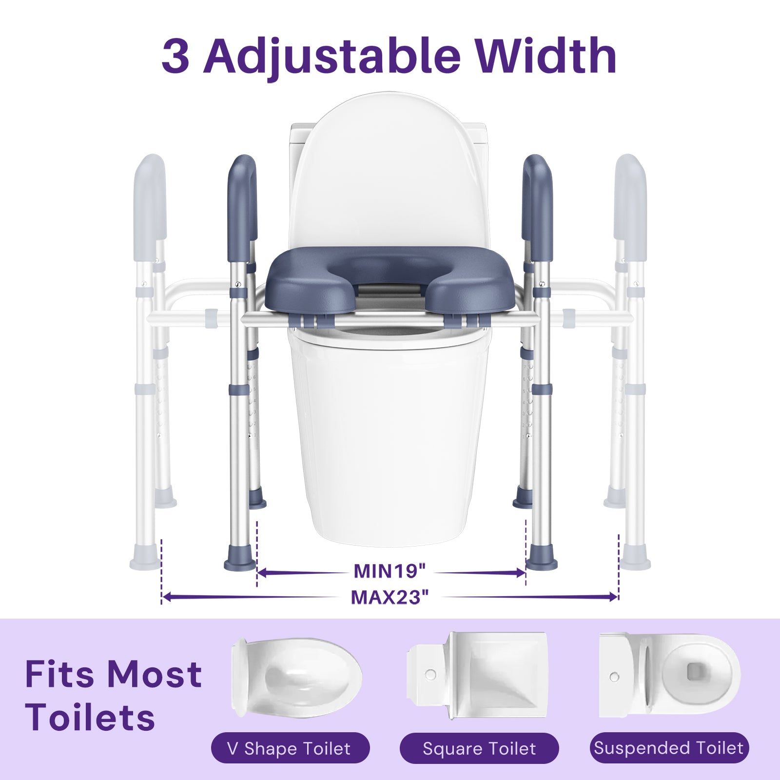 KEKOY Bedside Commode Chair, Height & Width Adjustable