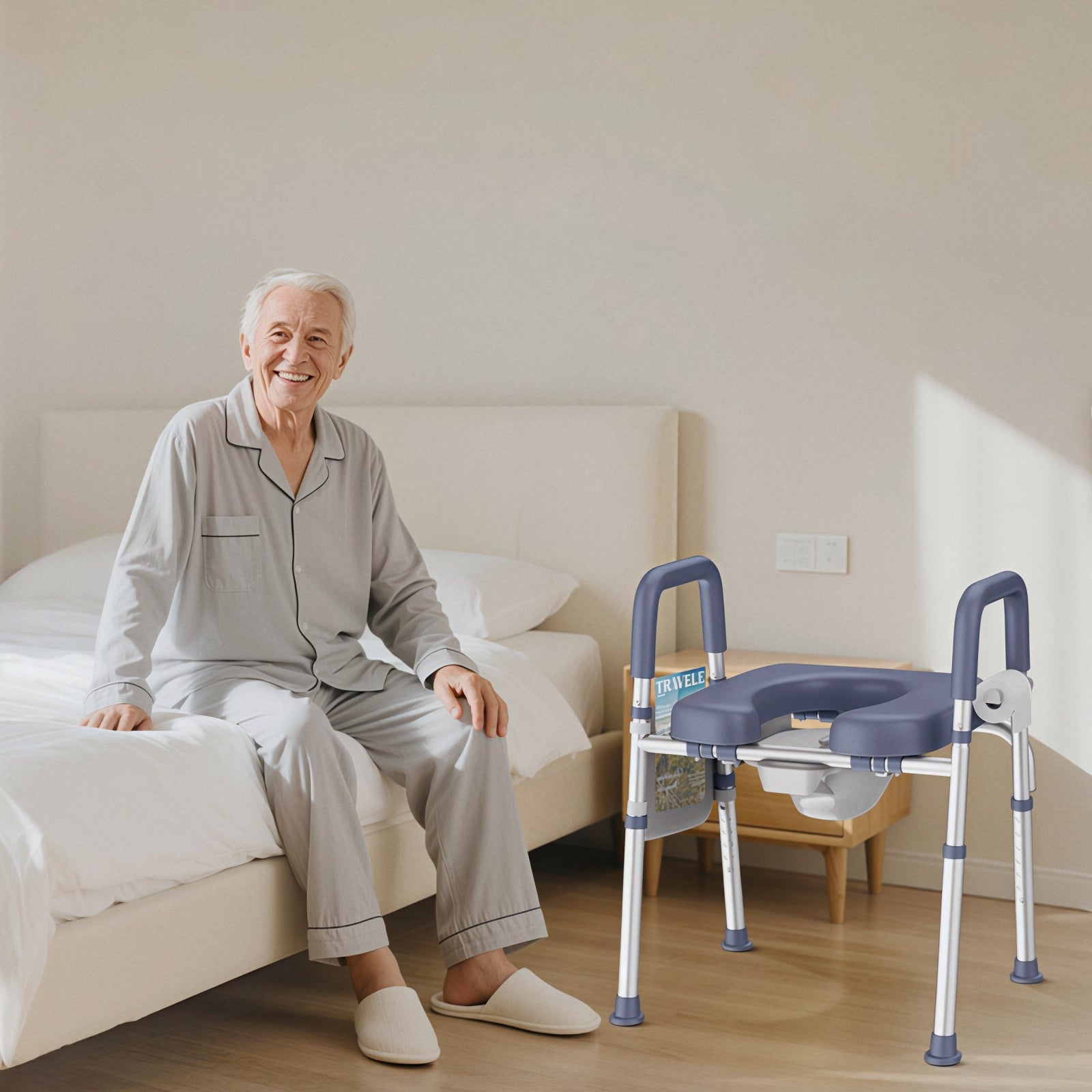 KEKOY Bedside Commode Chair, Height & Width Adjustable