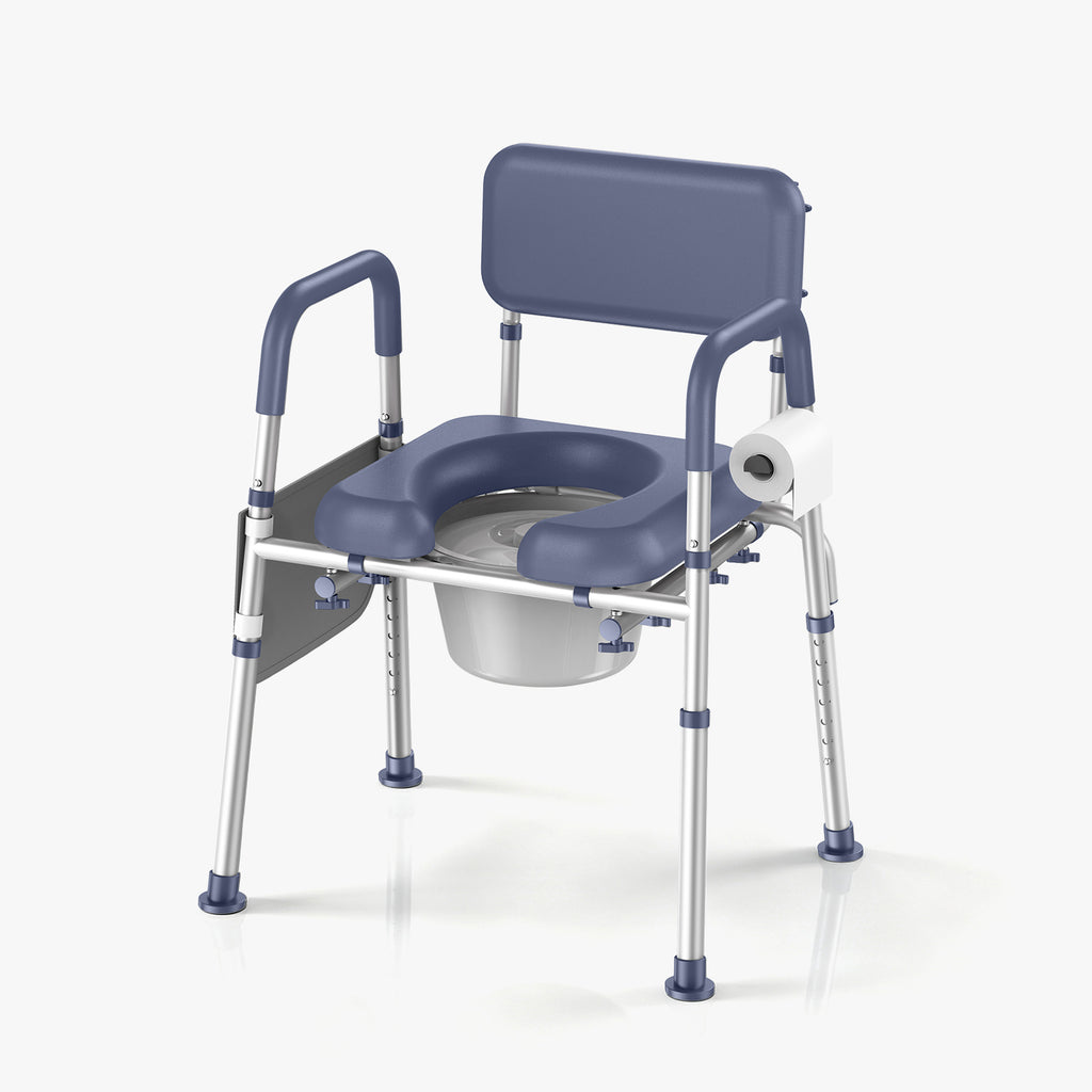 KEKOY Bedside Commode Chair with Padded Backrest