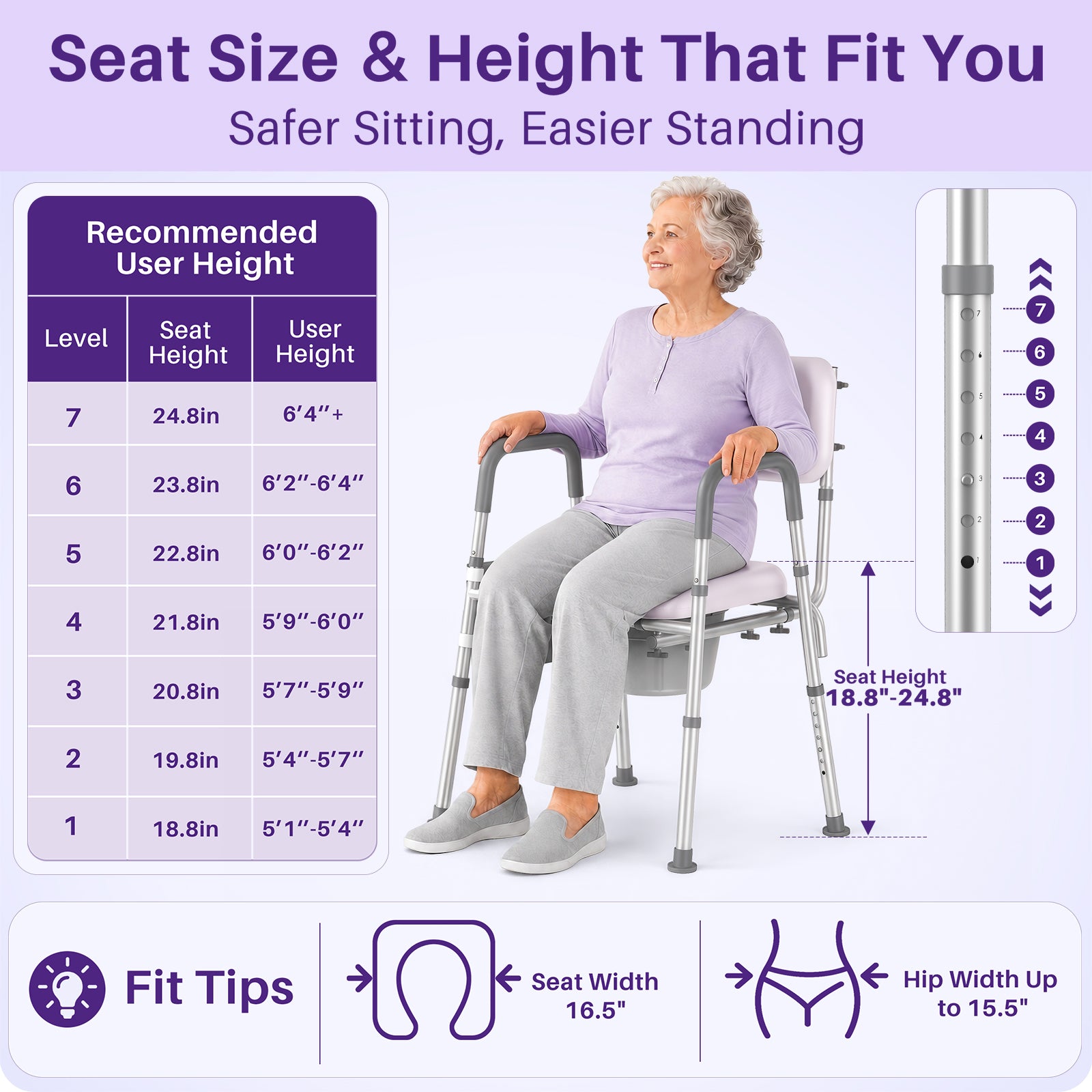 KEKOY Bedside Commode Chair with Padded Backrest