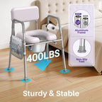 KEKOY Bedside Commode Chair with Padded Backrest