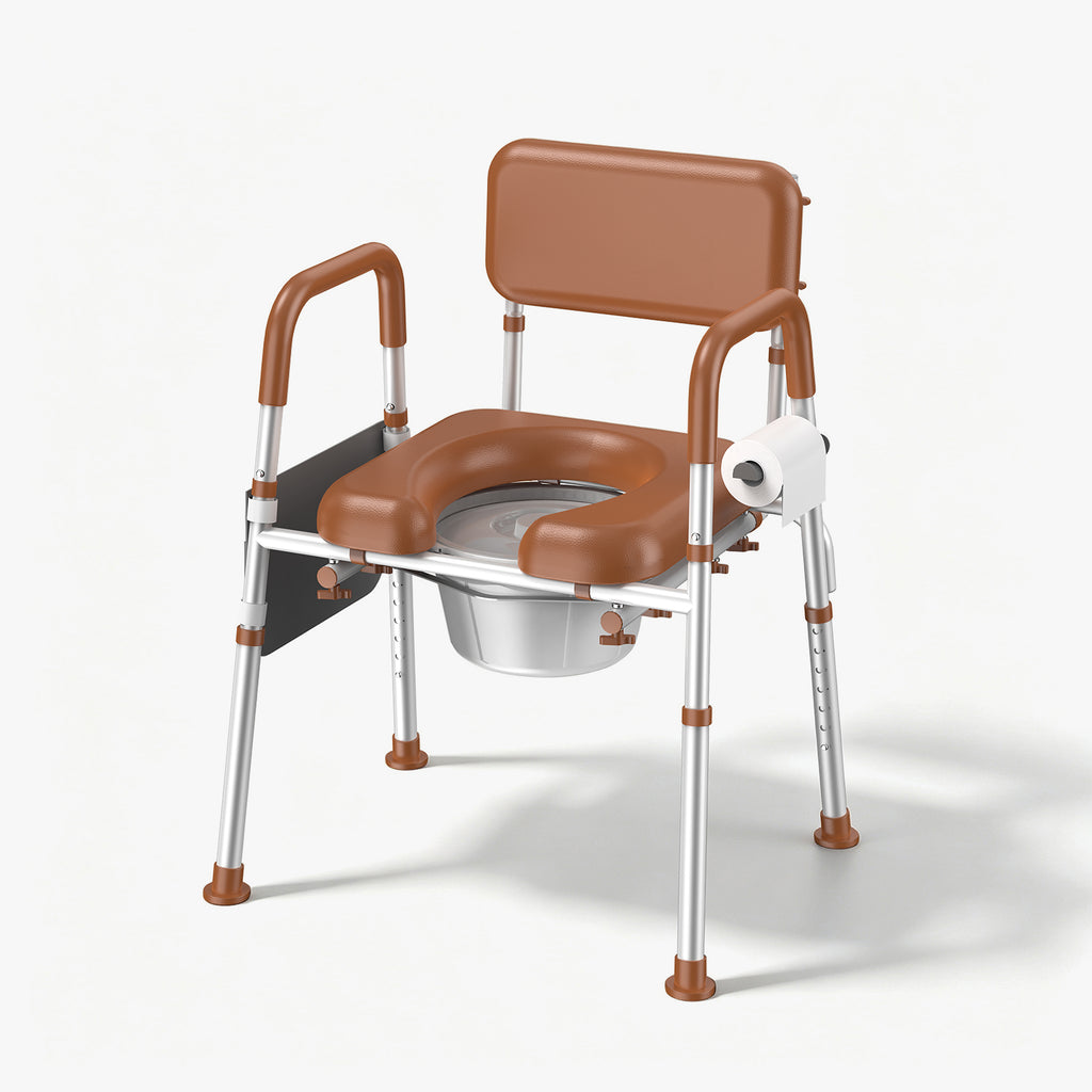 KEKOY Bedside Commode Chair with Padded Backrest