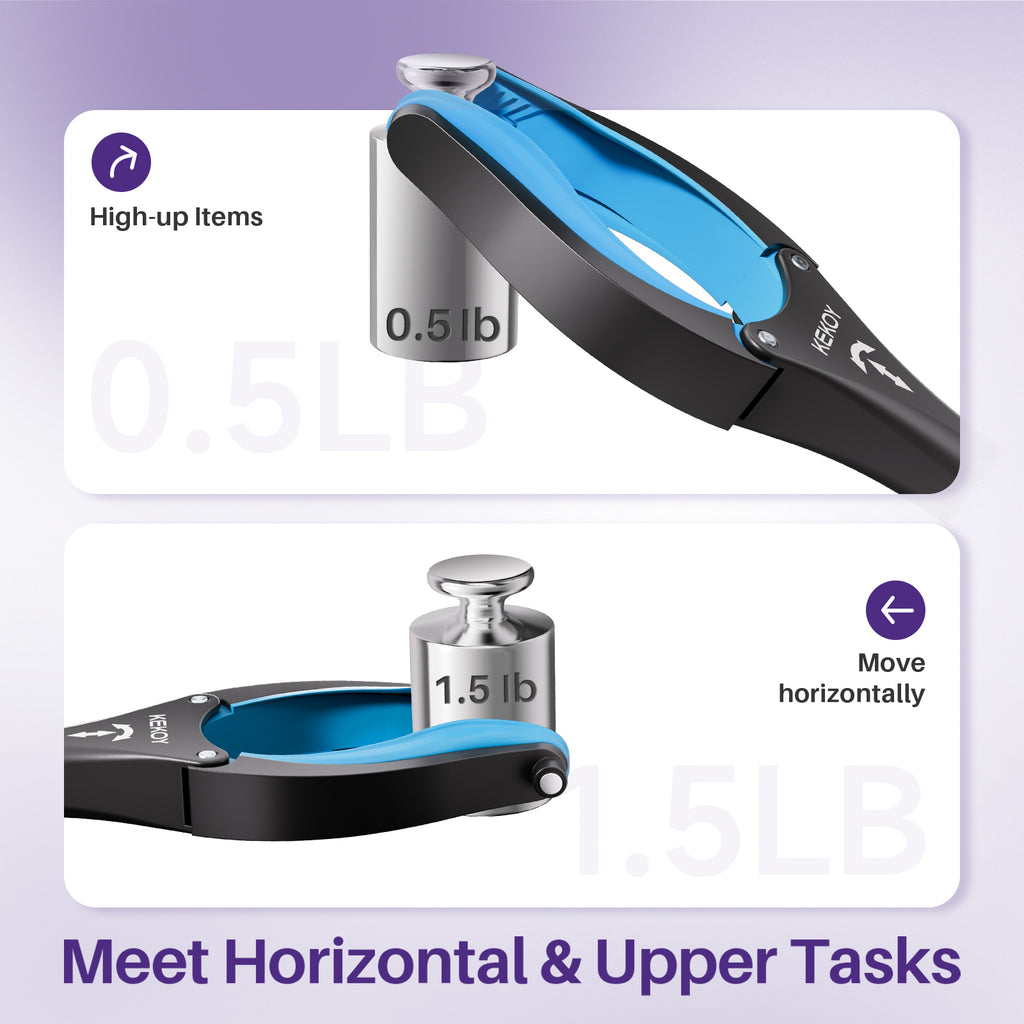 grabber tool head with weight attachments on a purple background