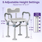 KEKOY Heavy Duty Shower Chair with Back & Arms