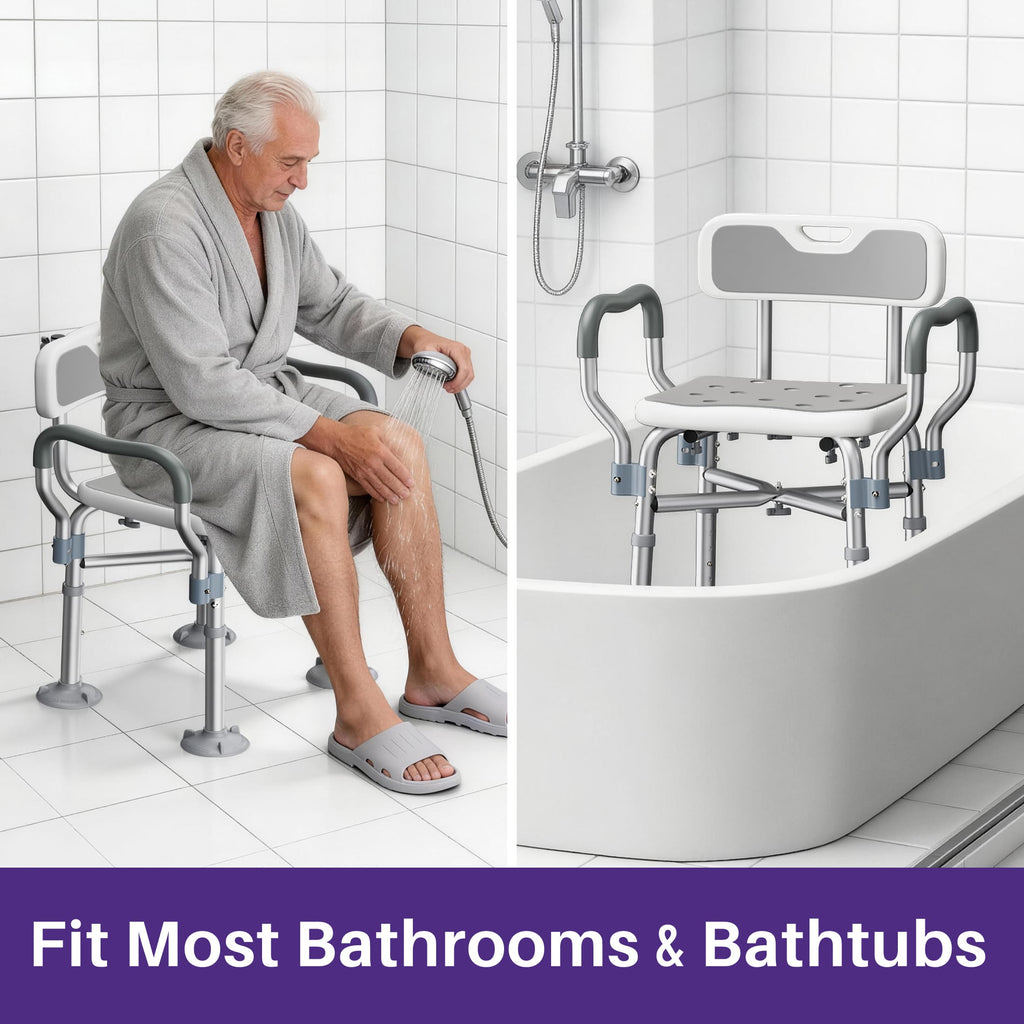 KEKOY Heavy Duty Shower Chair with Back & Arms