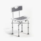 Gray and white adjustable kekoy shower chair on a white background