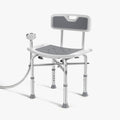 Gray bath chair with backrest and adjustable legs on a white background