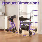 kekoy K2 extra wide heavy duty rollator dimensions