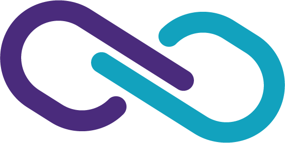 Interlocking purple and blue infinity kekoy symbol