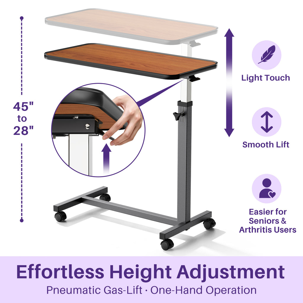 kekoy pneumatic overbed table height adjustment