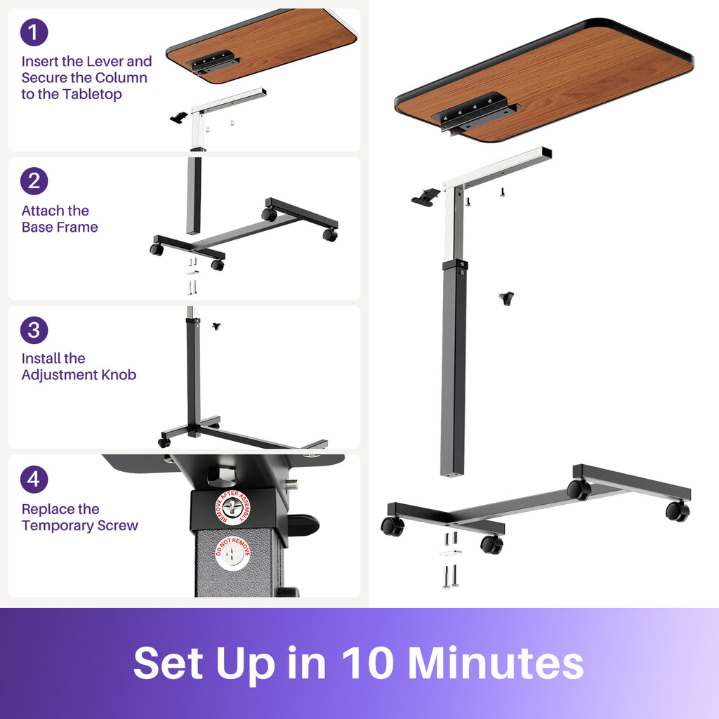 kekoy pneumatic overbed table easy to set up