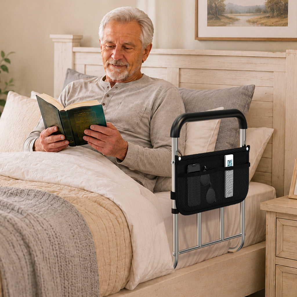 KEKOY Reinforced L-Shape Bed Rail with Safety Crossbar & Wide Handle
