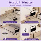KEKOY Reinforced L-Shape Bed Rail with Safety Crossbar & Wide Handle