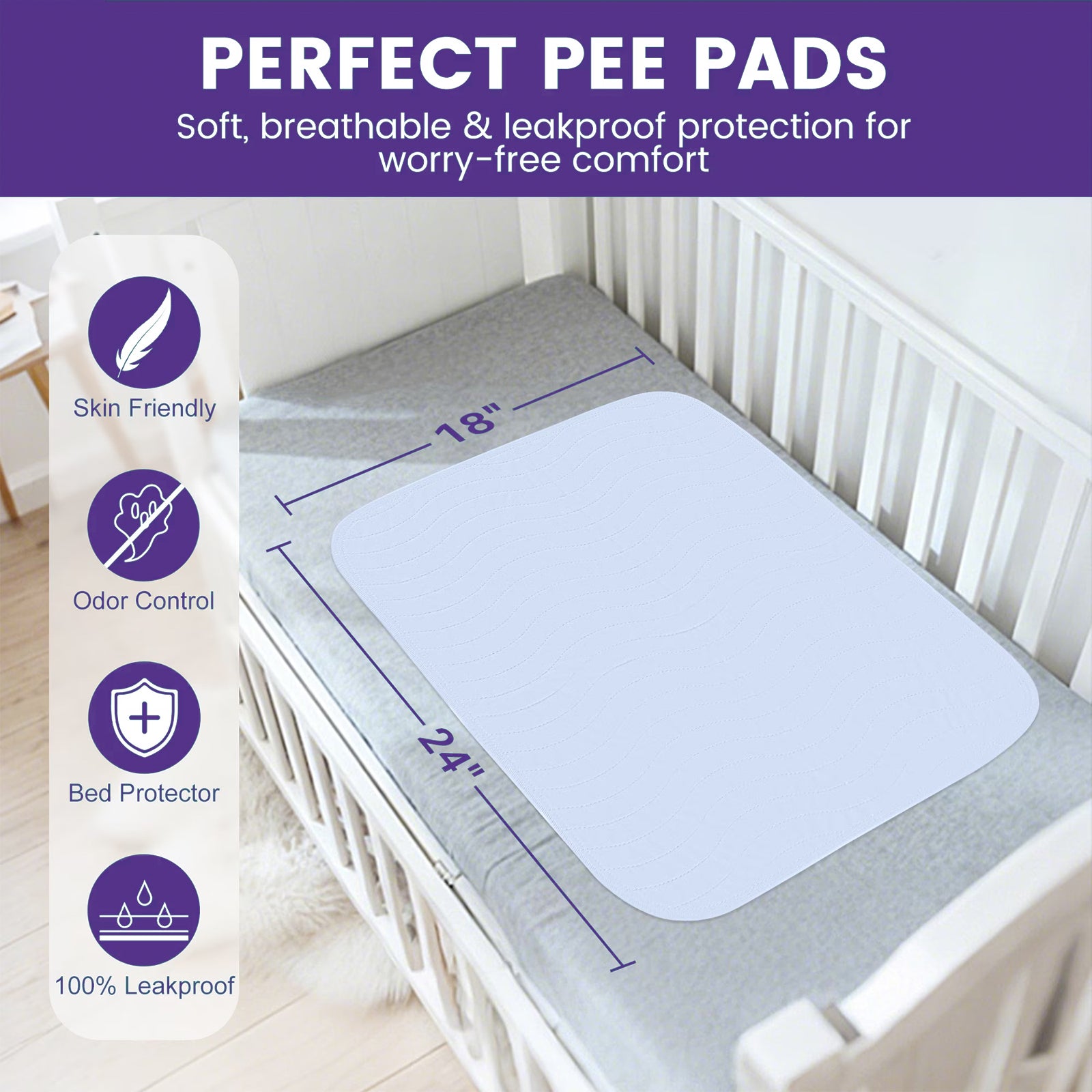 KEKOY Standard Reusable Waterproof Bed Pads