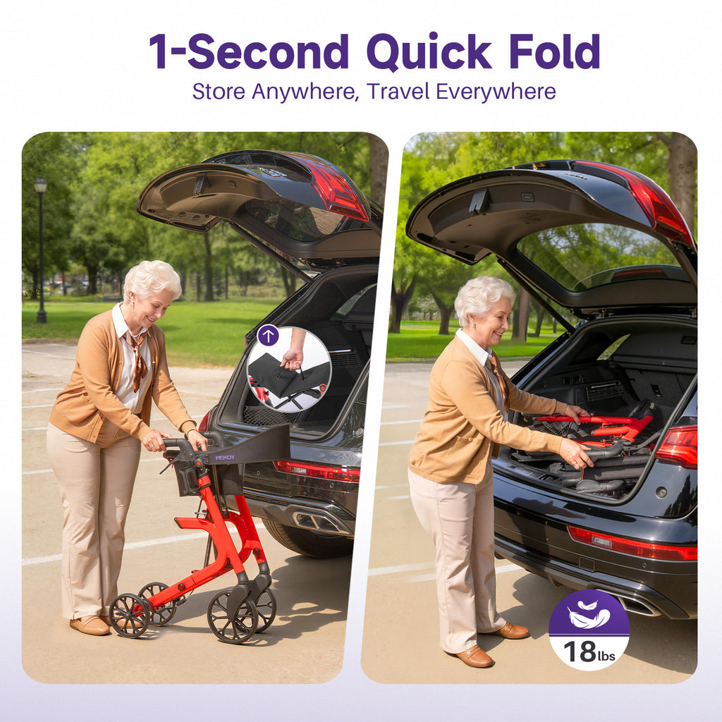 Quick Move Rollater Kekoy Standard Foldable Rollator Walker with Seat – KEKOY