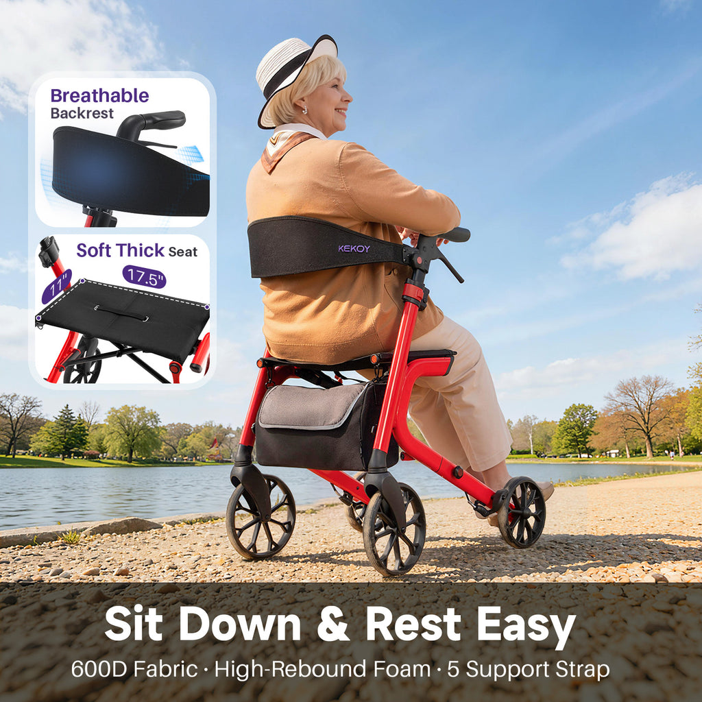 kekoy rollator breathable backrest and soft thick seat