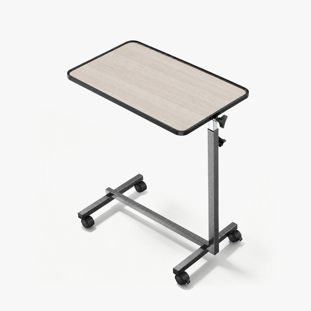 kekoy tilting overbed table with wheels white oak color