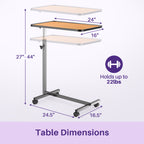 kekoy tilting overbed table with wheels table dimension