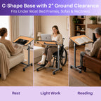 kekoy tilting overbed table with wheels C shape base