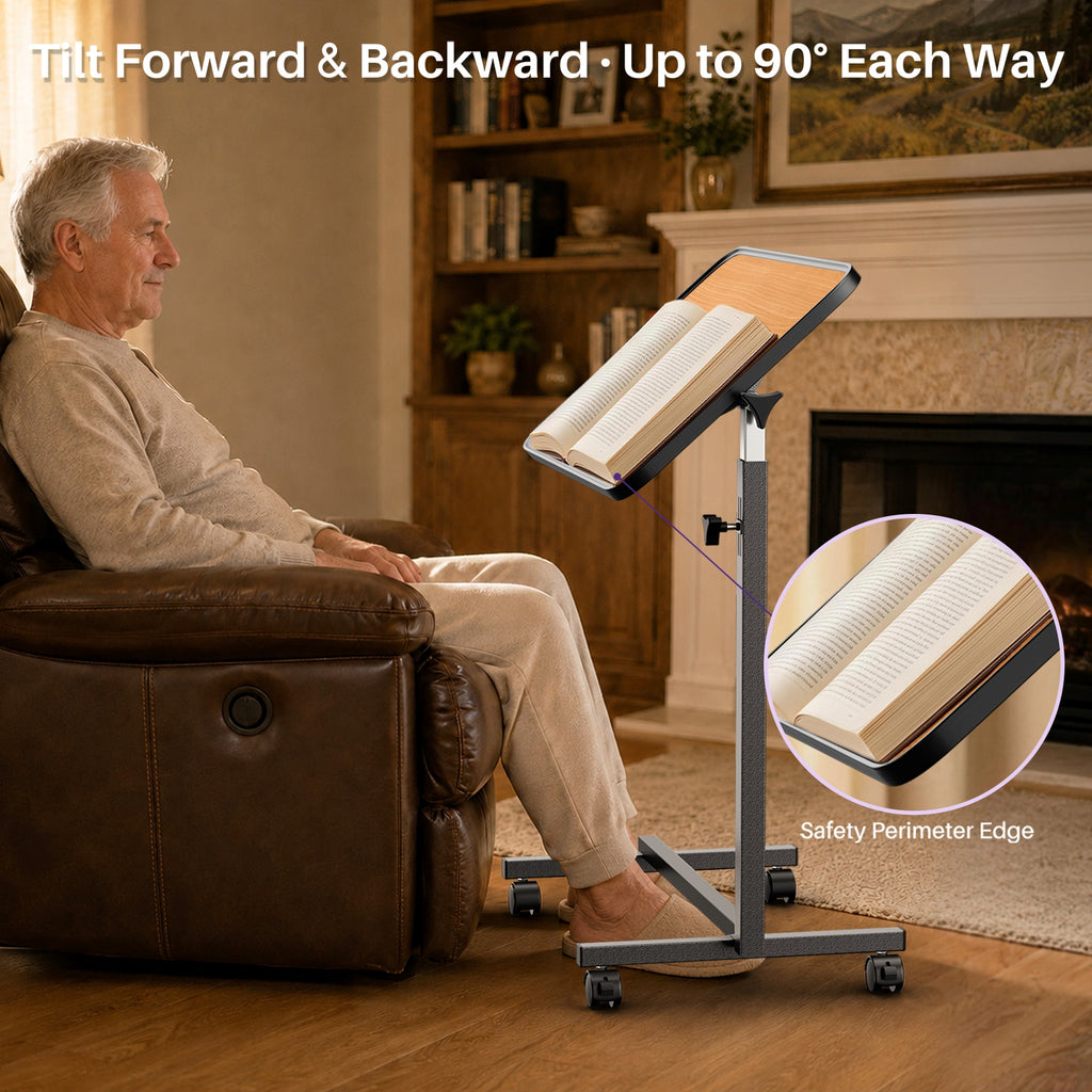 kekoy tilting overbed table with wheels tilt forward and backward