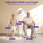 adjustable height kekoy chairs with measurement labels.