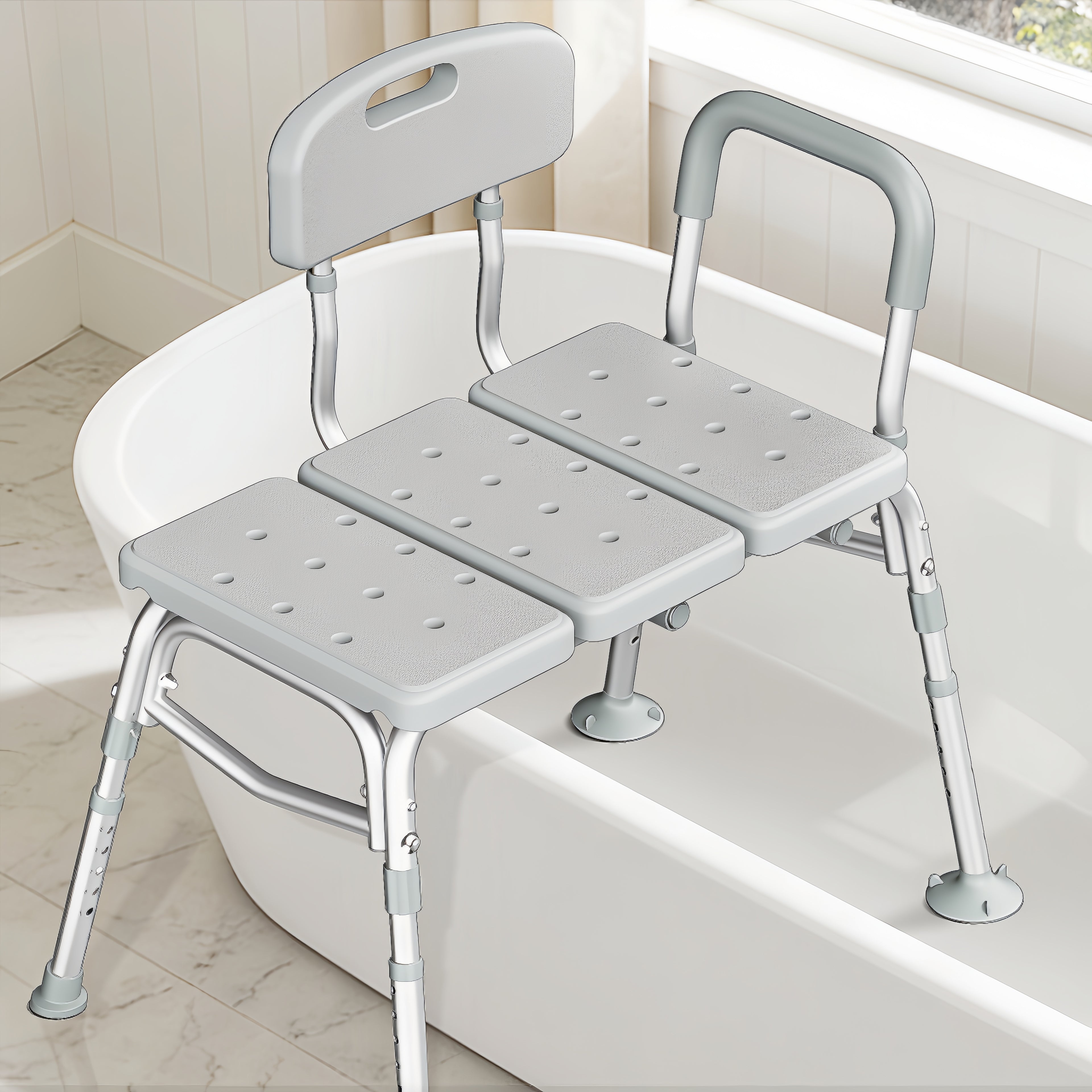 adjustable bathtub chair with a backrest and armrest
