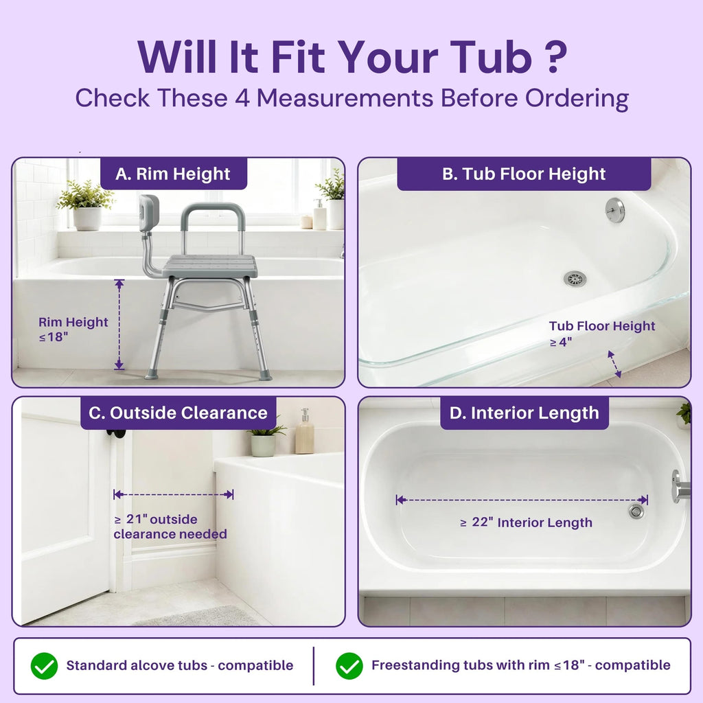 kekoy bathtub stool measurement guide graphic 