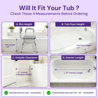 kekoy bathtub stool measurement guide graphic 